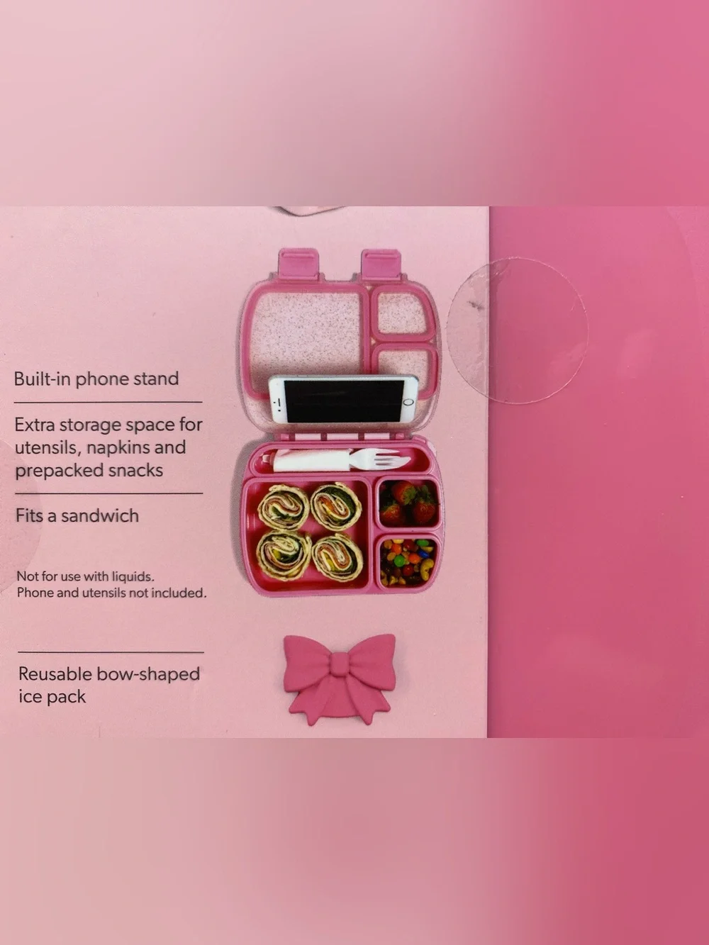 Paris Hilton ❤️Bow Bento style Lunch Box WITH REUSABLE BOW-SHAPED ICE PACK New
